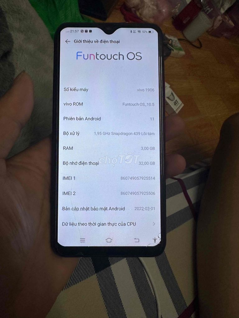 Vivo 1906 32GB Đỏ. Mua bán Điện thoại tại Quận Bình Tân Tp Hồ Chí Minh được đăng bởi Lưu Huy hình 1
