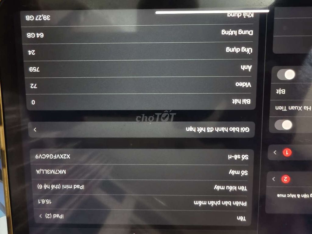 Apple iPad mini 6 64GB Xám. Mua bán Máy tính bảng tại Quận Hoàng Mai Hà Nội được đăng bởi quang huy hình 1