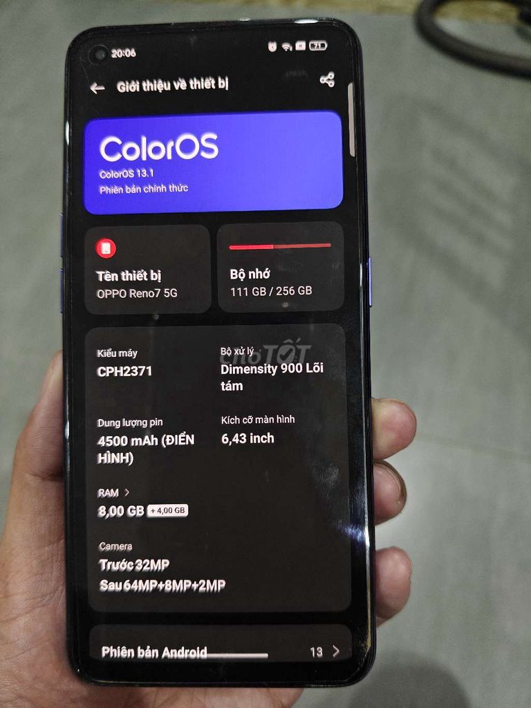 Oppo Reno 7 5G 256GB Xanh. Mua bán Điện thoại tại Thành phố Biên Hòa Đồng Nai được đăng bởi Mr hien hình 1