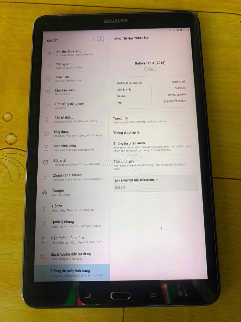 Samsung Galaxy Tab A (2016) Đen. Mua bán Máy tính bảng tại Thị xã Bình Minh Vĩnh Long được đăng bởi Thuy lieu hình 1