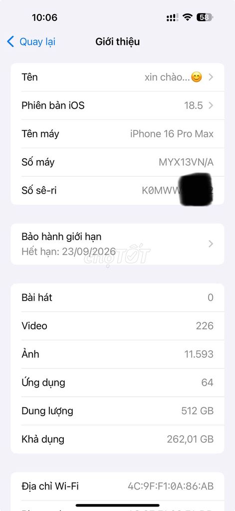Apple iPhone 16 Pro Max 512GB Trắng còn bh hãng. Mua bán Điện thoại tại Huyện Việt Yên Bắc Giang được đăng bởi Minh hình 1