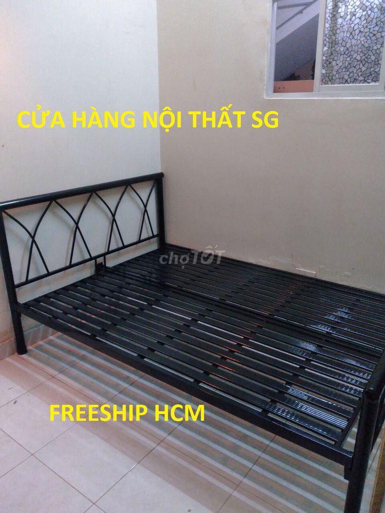 Freeship hcm-giường sắt đơn 1m2,1m4,1m6,1m8x2m New