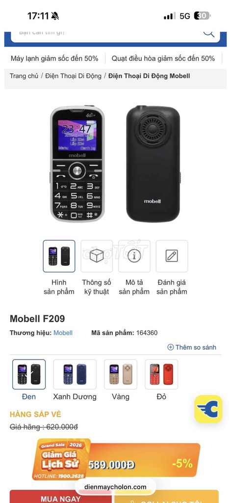Mobell F209 Điện thoại phổ thông Đen Chưa sử dụng. Mua bán Điện thoại tại Quận Bình Tân Tp Hồ Chí Minh được đăng bởi Hoàng Thái hình 1