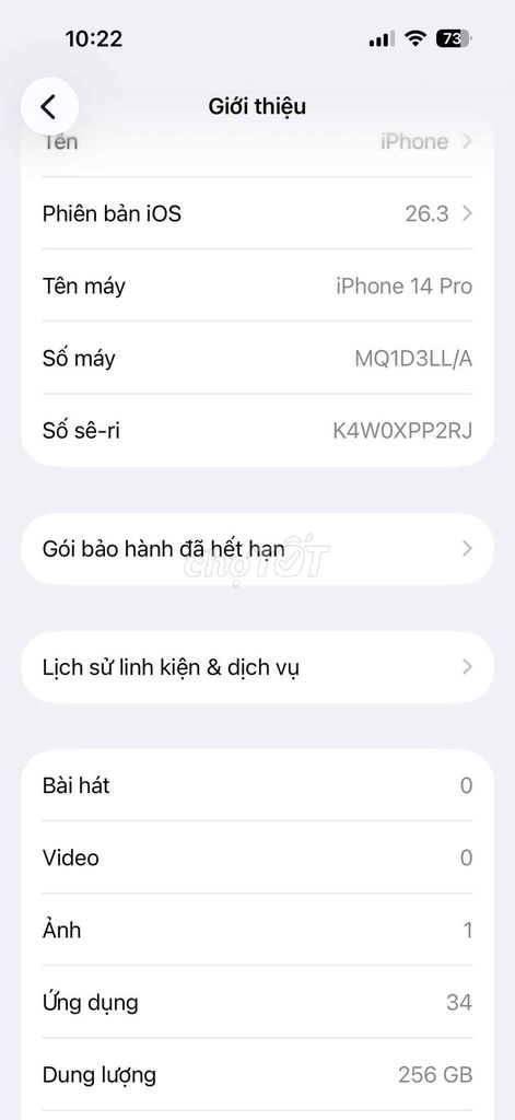Apple iPhone 14 Pro 256GB Đã thay màn hình. Mua bán Điện thoại tại Thành phố Thuận An Bình Dương được đăng bởi Ấhhahhaha hình 1
