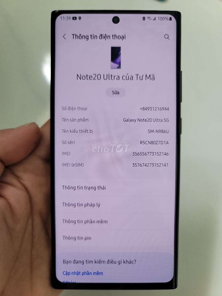 Note 20 Ultra 5G 2 SIM (Vật lý + eSIM) 12/128 GB