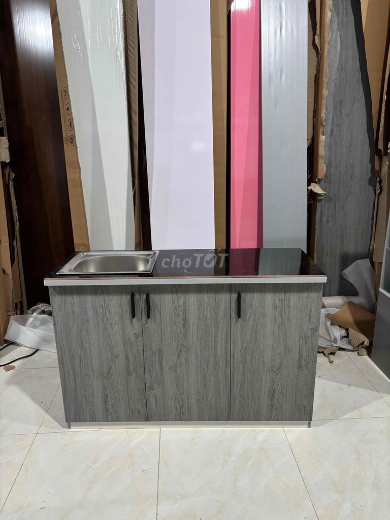 Tủ bếp Nhựa Đài Loan Xám 120cm Kèm bồn vòi. Mua bán Nội thất, đồ gia dụng khác tại Thành phố Thủ Đức Tp Hồ Chí Minh được đăng bởi Nội Thất Giá Xưởng hình 1