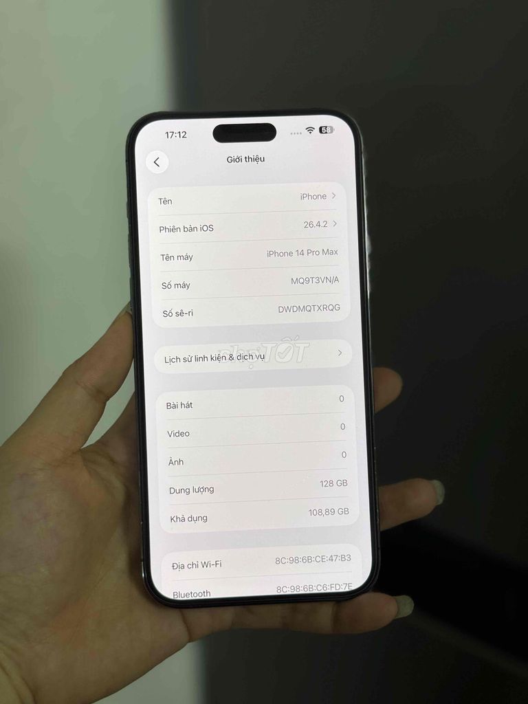 Apple iPhone 14 Pro Max 128GB Tím 86%. Mua bán Điện thoại tại Huyện Yên Phong Bắc Ninh được đăng bởi Min hình 1