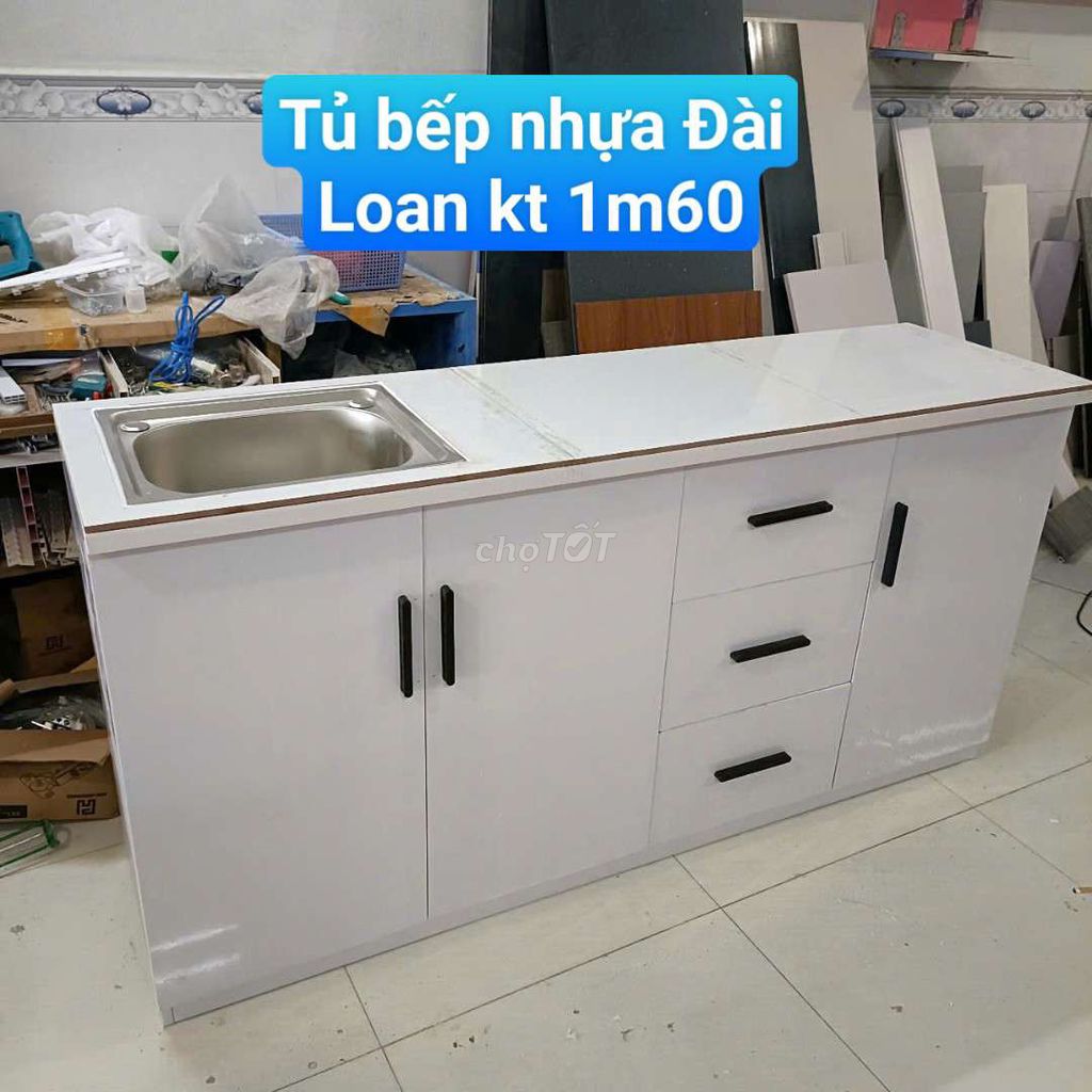 Tủ bếp nhựa Đài Loan kt 1m60 #freeship