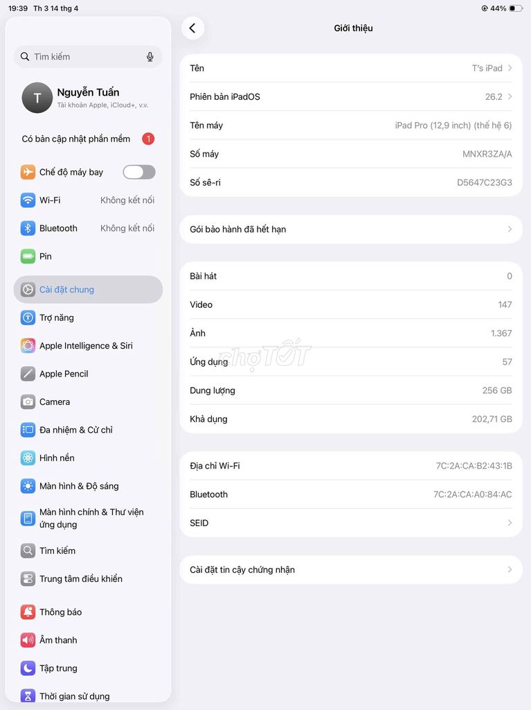 iPad Pro M2 12.9 inch 256GB. Mua bán Máy tính bảng tại Quận Cầu Giấy Hà Nội được đăng bởi Nguyễn Anh Tuấn hình 1