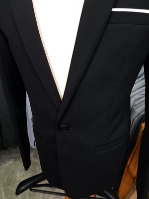 Áo vest nam 1 nút màu đen ôm body vải mịn dày
