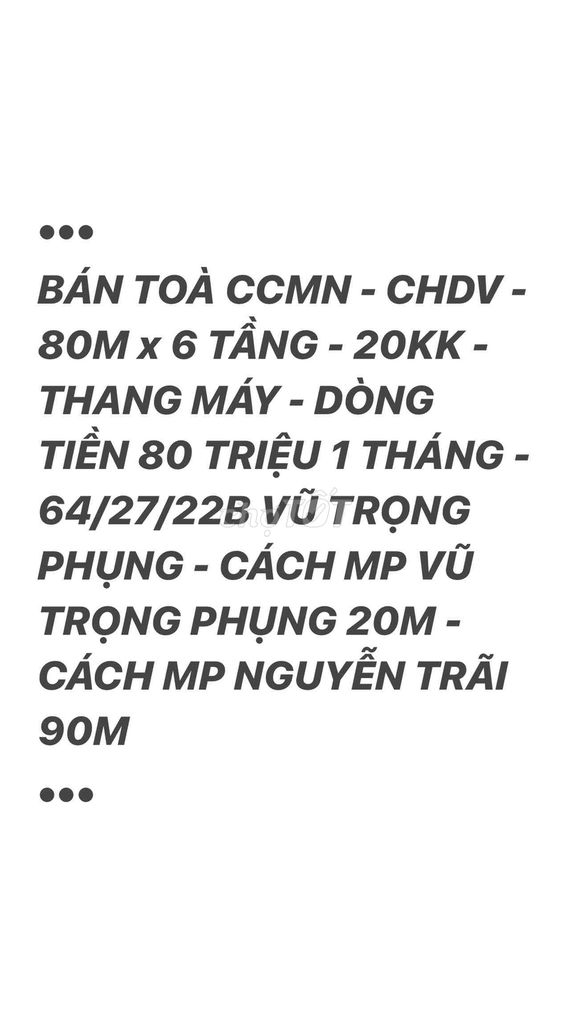 🆘🆘BÁN CCMN-CHDV-20KK-TM-DÒNG TIỀN 80TR1T-64/27/22B VTP🆘🆘