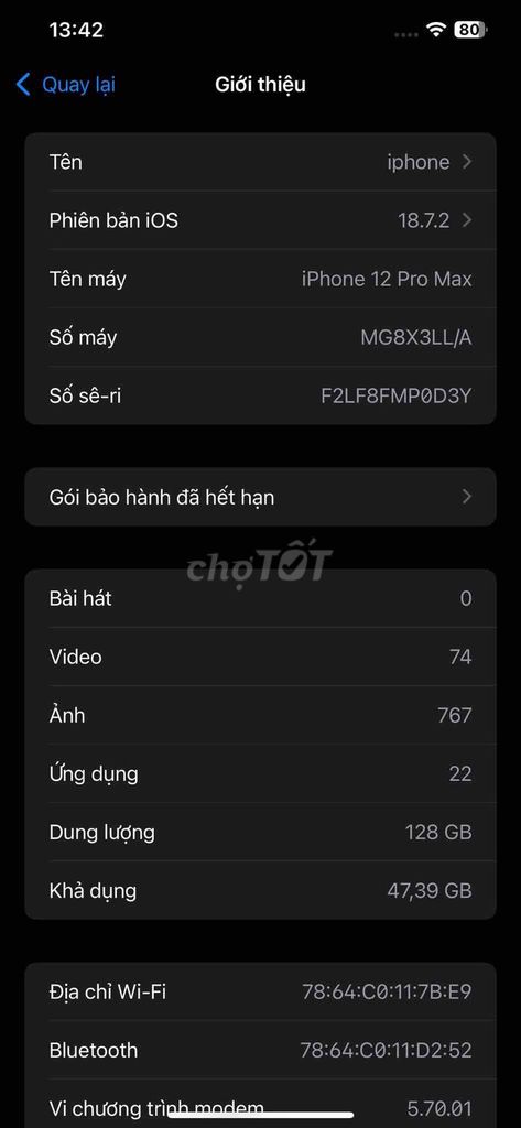 iPhone 12 Pro Max 128GB Full zin. Mua bán Điện thoại tại Huyện Bắc Tân Uyên Bình Dương được đăng bởi Tuấn Tú hình 1