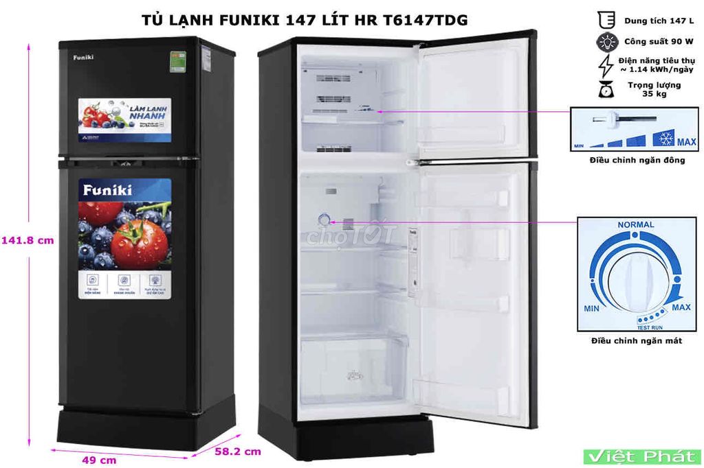 Tủ lạnh Funiki HR T6147TDG 147 lít. Mua bán Tủ lạnh tại Quận Hải Châu Đà Nẵng được đăng bởi Trần Hiếu hình 1