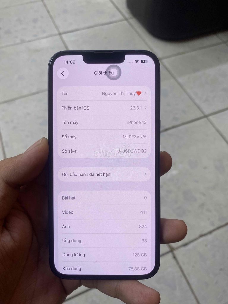 Apple iPhone 13 128GB Đen. Mua bán Điện thoại tại Thành phố Thuận An Bình Dương được đăng bởi Trịnh nguyễn công hậu hình 1