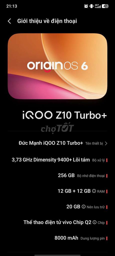 iQOO Z10 Turbo+ 12GB/256GB Trắng. Mua bán Điện thoại tại Huyện Hậu Lộc Thanh Hóa được đăng bởi khánh my hình 1