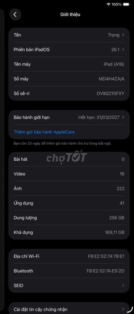 Em pass Gen11 A16 256gb còn bh mới 99% giá 9trx. Mua bán Máy tính bảng tại Quận Thanh Xuân Hà Nội được đăng bởi Trọng Cầm hình 1