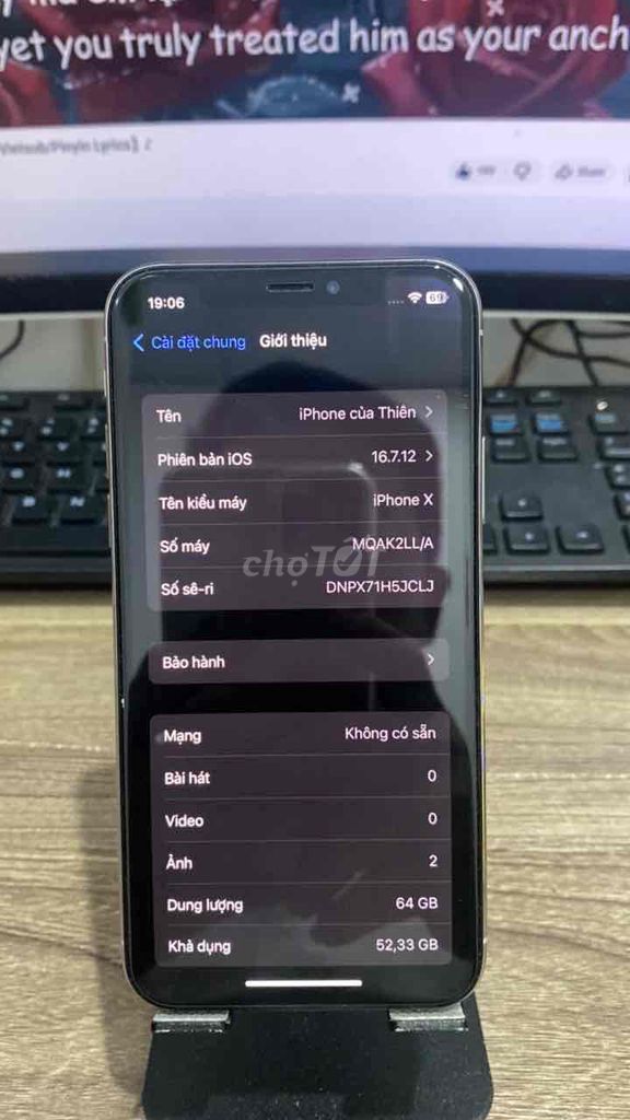 iPhone X 64GB Trắng. Mua bán Điện thoại tại Huyện Giồng Trôm Bến Tre được đăng bởi Mr Phuoc hình 1