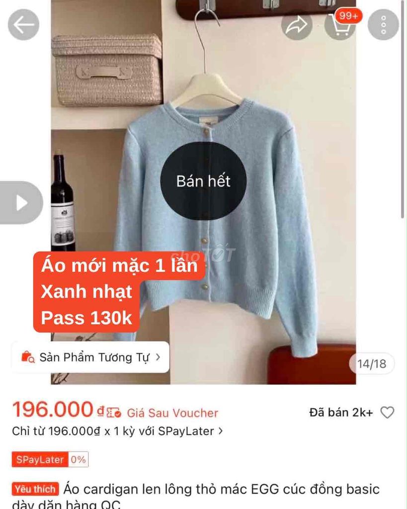 Áo cardigan thu đông Len lông thỏ Nữ Xanh nhạt. Mua bán Quần áo tại Quận Bắc Từ Liêm Hà Nội được đăng bởi Bùi Nguyệt Hà hình 1