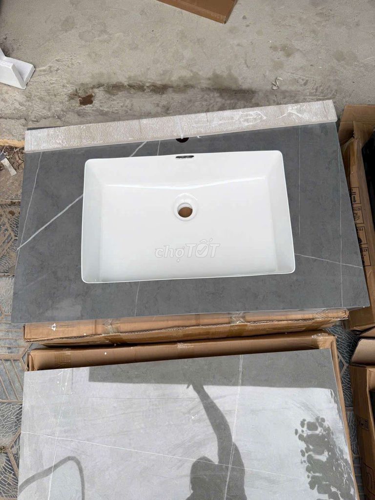 Bàn đá lavabo Xám 2 tầng. Mua bán Thiết bị vệ sinh, nhà tắm tại Quận Hoàn Kiếm Hà Nội được đăng bởi tk 681 hình 1