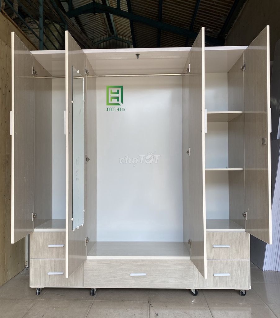 Tủ quần áo Quang Hùng nhựa Đl màu kem sồi 1m4x1m8. Mua bán Tủ, kệ gia đình tại Thành phố Dĩ An Bình Dương được đăng bởi Nội Thất Quang Hùng TD hình 1