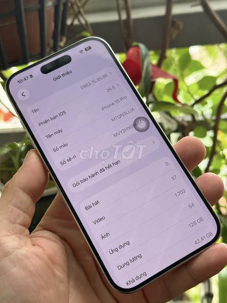 iPhone 15 Pro 128GB Trắng. Mua bán Điện thoại tại Quận 5 Tp Hồ Chí Minh được đăng bởi Hội Đồ Điện Tử hình 1