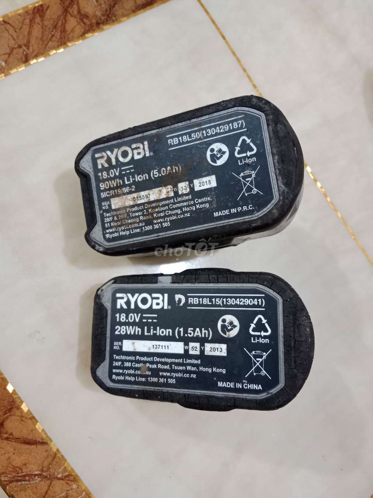 Pin sạc Ryobi 18V 5.0Ah Li-Ion và 1.5ah.. Mua bán Đồ chuyên dụng, Giống nuôi trồng tại Huyện Bình Đại Bến Tre được đăng bởi Đồ cũ giá rẻ hình 1