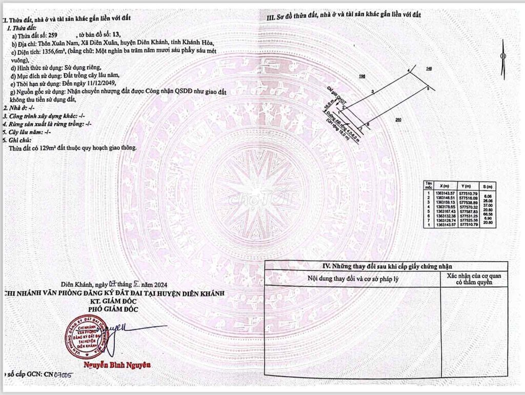 3.356m2 đất đẹp Diên Xuân 47m mặt tiền pháp lý chuẩn, 2 sổ hồng riêng