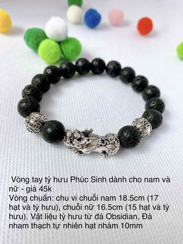 Vòng tay tỳ hưu nam/nữ đá nham thạch 10mm