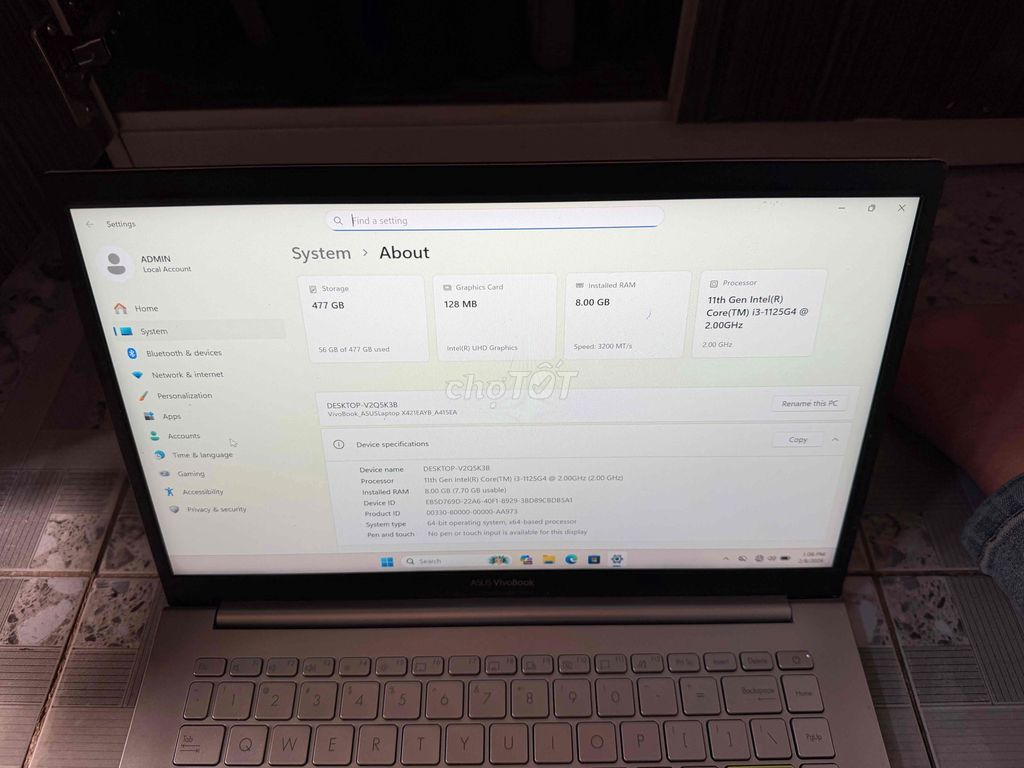 Asus Vivobook A415E ( i3-1125G4/8GB/512GB ) 14inch. Mua bán Laptop tại Quận 8 Tp Hồ Chí Minh được đăng bởi Nguyễn minh hình 1