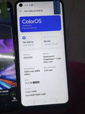 Oppo k9s 5g ram12/512 pin sạc nhanh .zin hãng