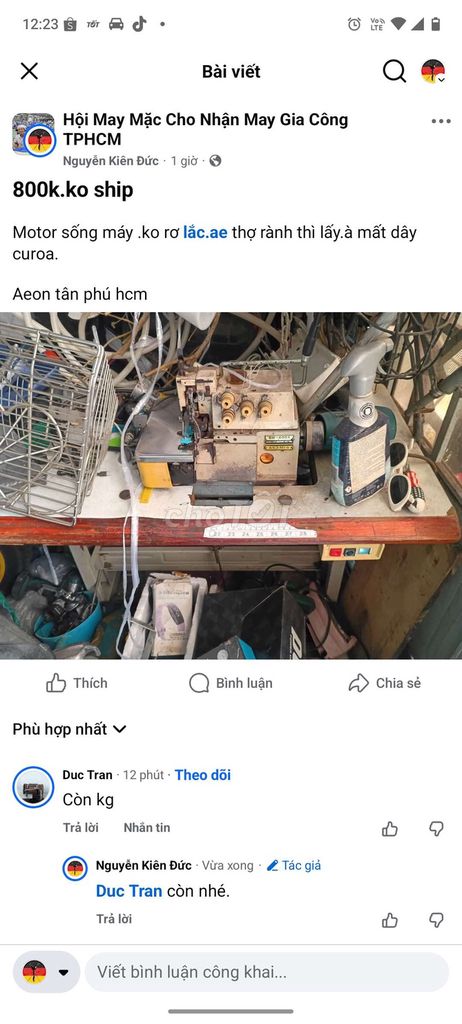 Máy vắt sổ Nhật Motor sống cũ. Mua bán Đồ chuyên dụng, Giống nuôi trồng tại Quận Bình Tân Tp Hồ Chí Minh được đăng bởi đức kien hình 1