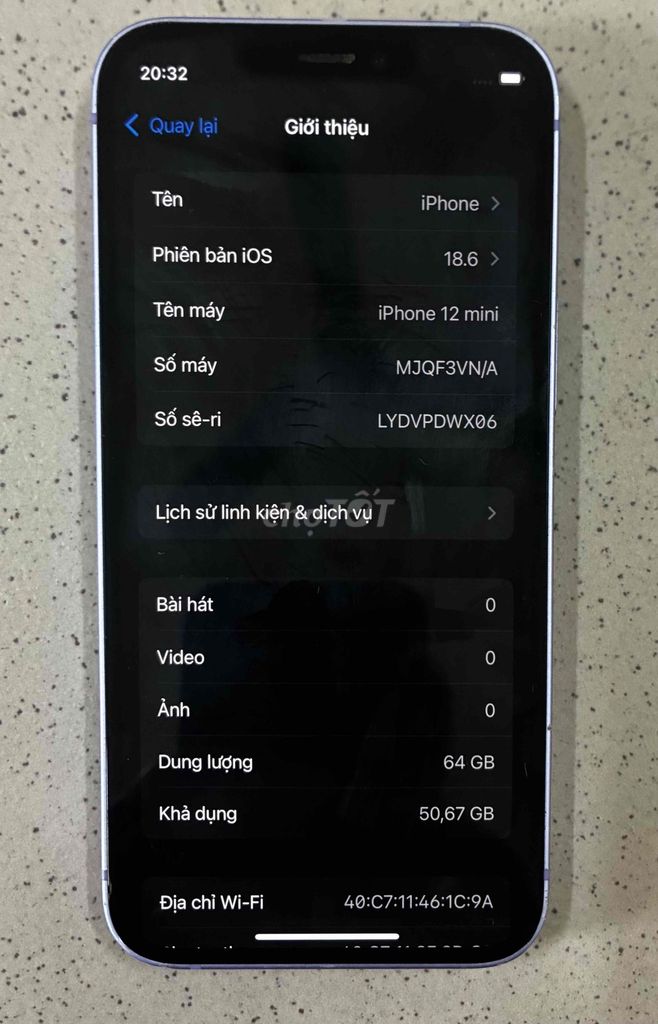 Apple iPhone 12 mini 64GB Tím. Mua bán Điện thoại tại Quận Cầu Giấy Hà Nội được đăng bởi Đắc Quyền hình 1