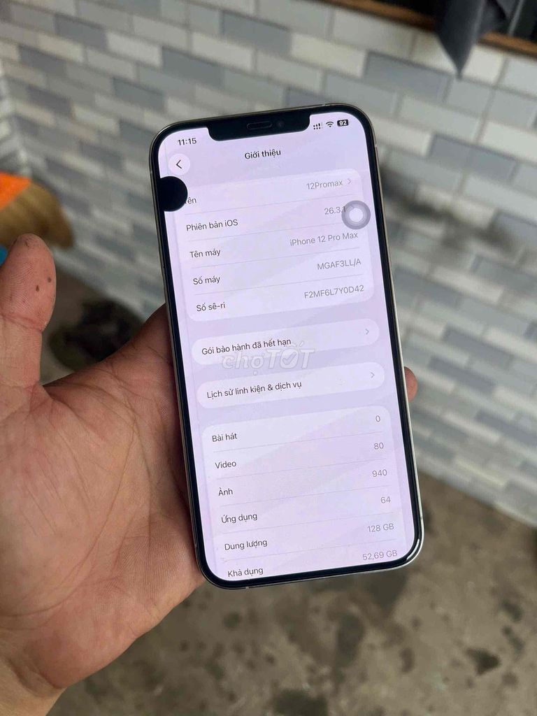iPhone 12 Pro Max 128GB Trắng Mỹ. Mua bán Điện thoại tại Huyện Trảng Bom Đồng Nai được đăng bởi Triệu Duy hình 1