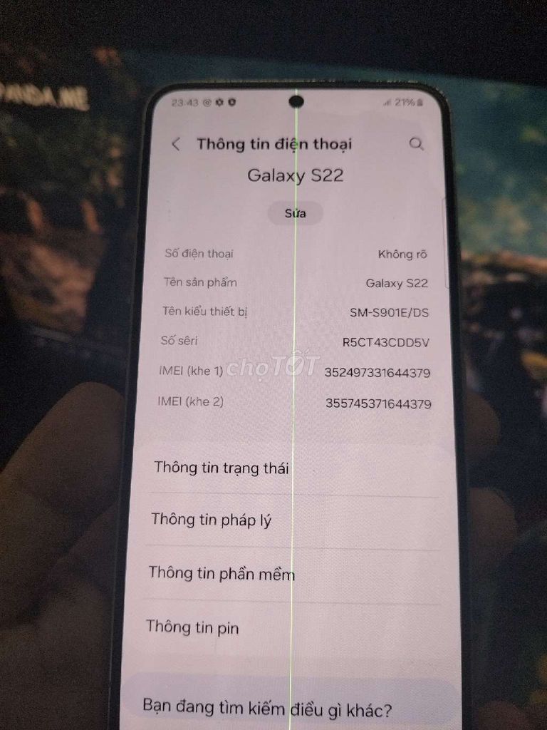 Samsung Galaxy S22 Trắng màn hình sọc. Mua bán Điện thoại tại Huyện Thanh Trì Hà Nội được đăng bởi Hưng Vũ hình 1