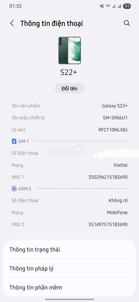 Samsung Galaxy S22+ 256GB Xám Mỹ. Mua bán Điện thoại tại Quận 7 Tp Hồ Chí Minh được đăng bởi Trần Văn Thuận hình 1