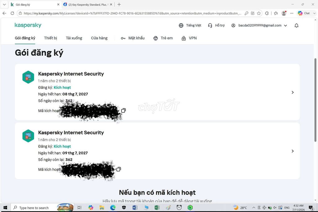 Kaspersky Internet Security 2 thiết bị 362 ngày. Mua bán Máy tính để bàn tại Quận 1 Tp Hồ Chí Minh được đăng bởi Nguyễn Ngọc Hải hình 1
