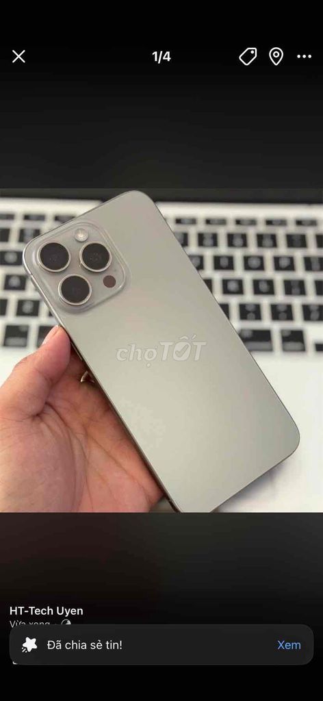 Apple iPhone 15 Pro Max 256GB Xám Quốc tế Đã sử dụ. Mua bán Điện thoại tại Thành phố Biên Hòa Đồng Nai được đăng bởi Uyên Phạm hình 1