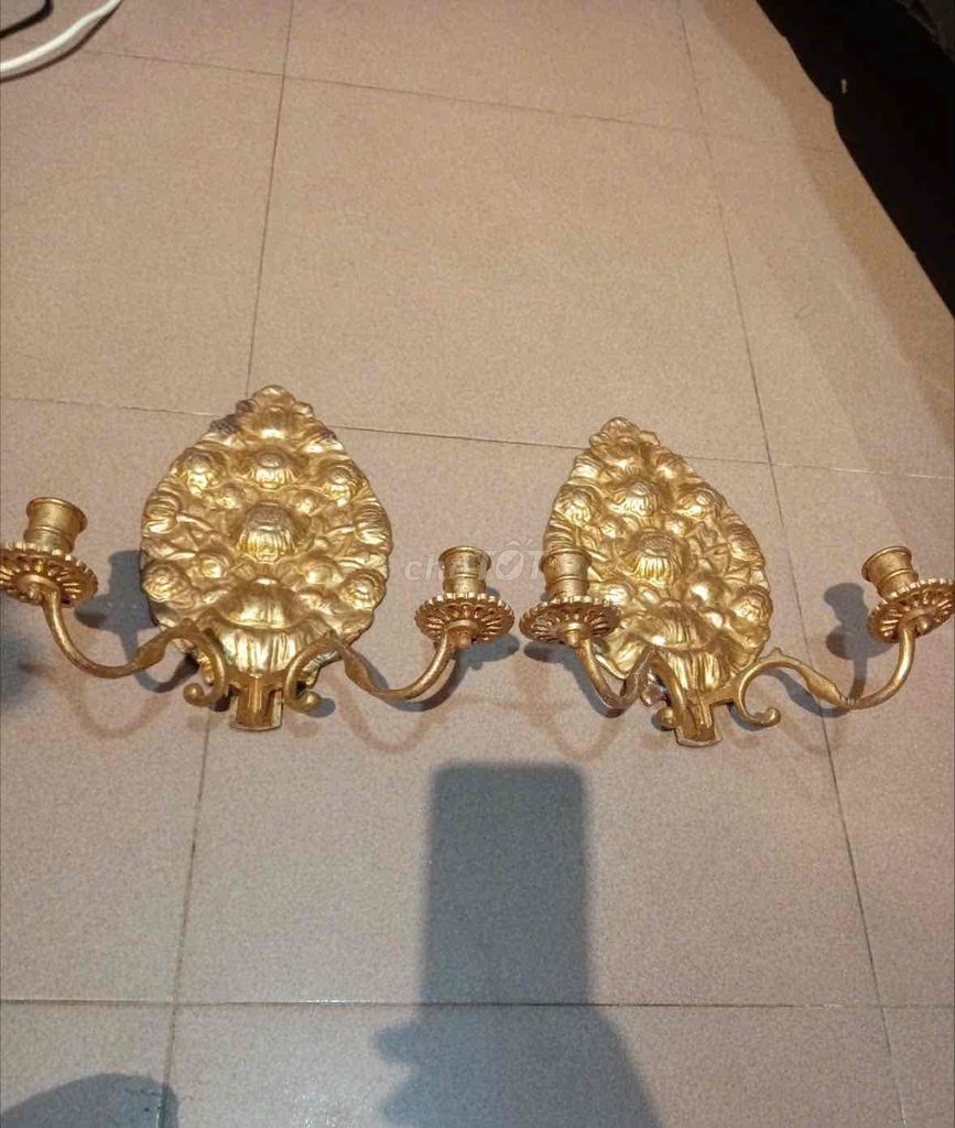 Chân nến gắn tường Đồng mạ vàng Baroque