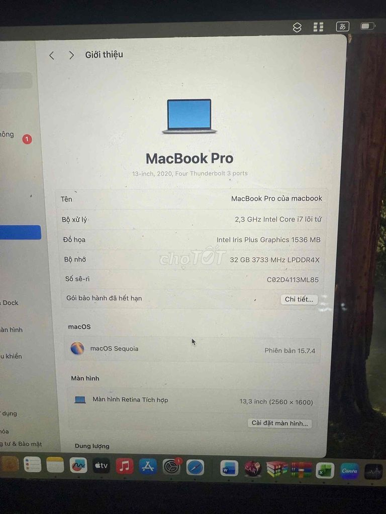 Apple MacBook Pro 2020 i7 32GB/512GB. Mua bán Laptop tại Quận Đống Đa Hà Nội được đăng bởi Mai Xinh Gái hình 1