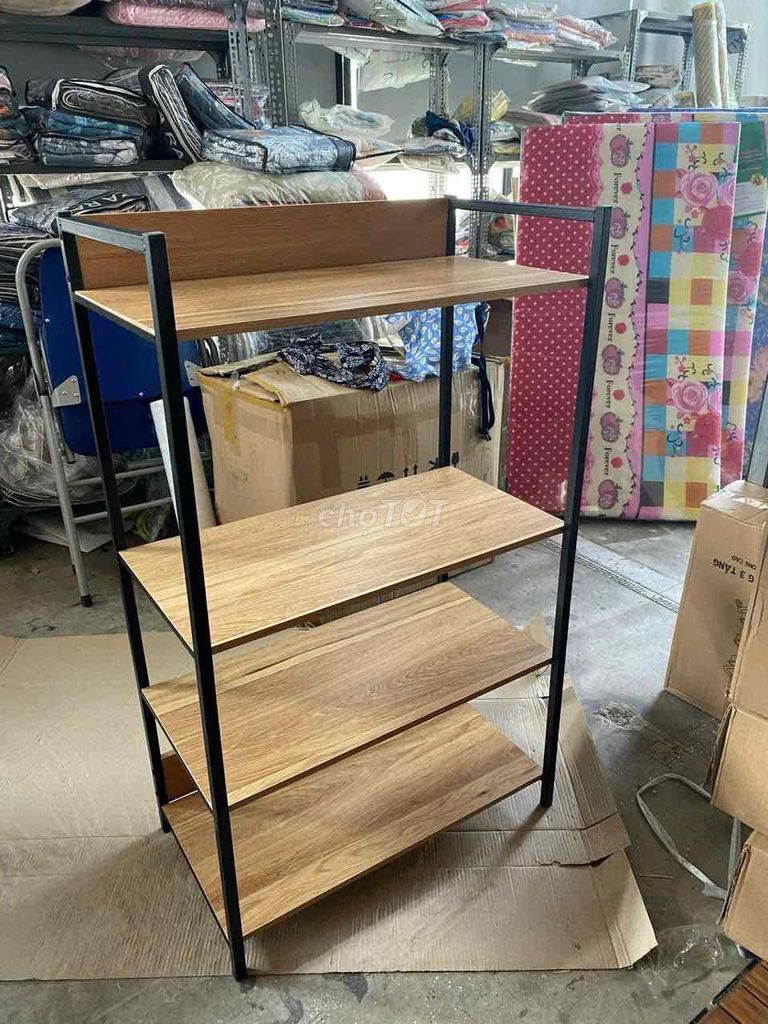 Kệ để đồ 4 tầng, gỗ & kim loại