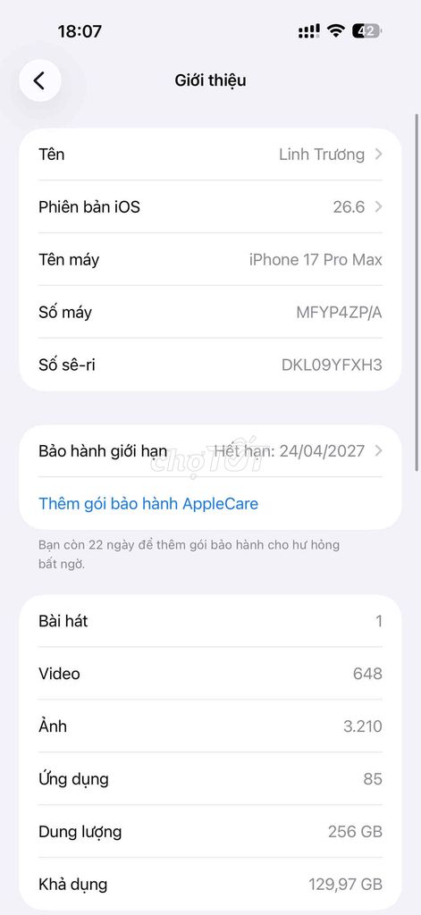 iPhone 17 Pro Max 256GB Xanh keng VN BH 4/2027. Mua bán Điện thoại tại Quận Phú Nhuận Tp Hồ Chí Minh được đăng bởi Nguyễn Phú Chánh hình 1