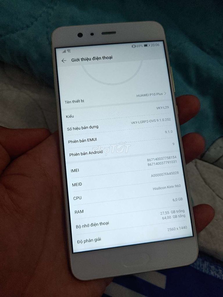 Huawei P10 Plus 64GB Vàng Đã sử dụng. Mua bán Điện thoại tại Quận Bình Tân Tp Hồ Chí Minh được đăng bởi Trung Hiếu hình 1