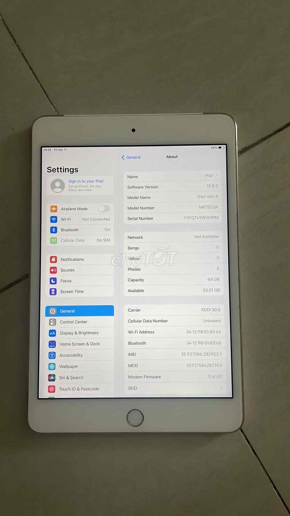 ipad mini 4(xách tay Nhật, new 99%). Mua bán Máy tính bảng tại Quận Liên Chiểu Đà Nẵng được đăng bởi Đức hình 1