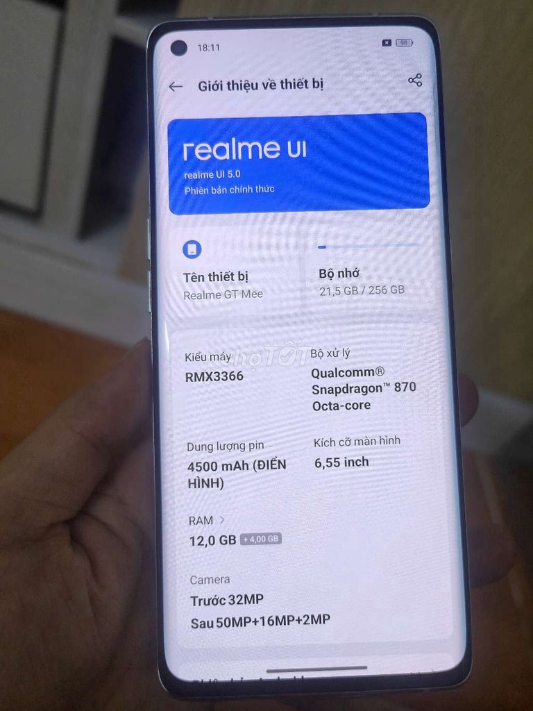 Realme GT MEE 12/256 Đẹp Keng