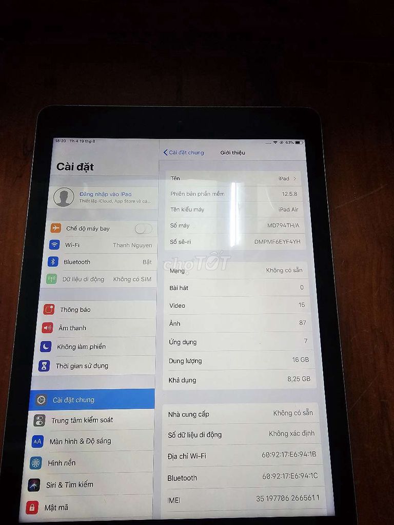 Apple iPad Air 16GB Bạc. Mua bán Máy tính bảng tại Huyện Sóc Sơn Hà Nội được đăng bởi binh nguyen hình 1