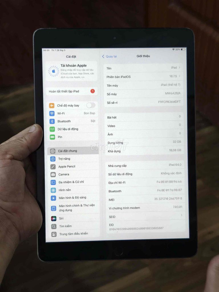 Apple iPad thế hệ 7 32GB 4G Xám. Mua bán Máy tính bảng tại Quận Bắc Từ Liêm Hà Nội được đăng bởi Thiên Minh hình 1