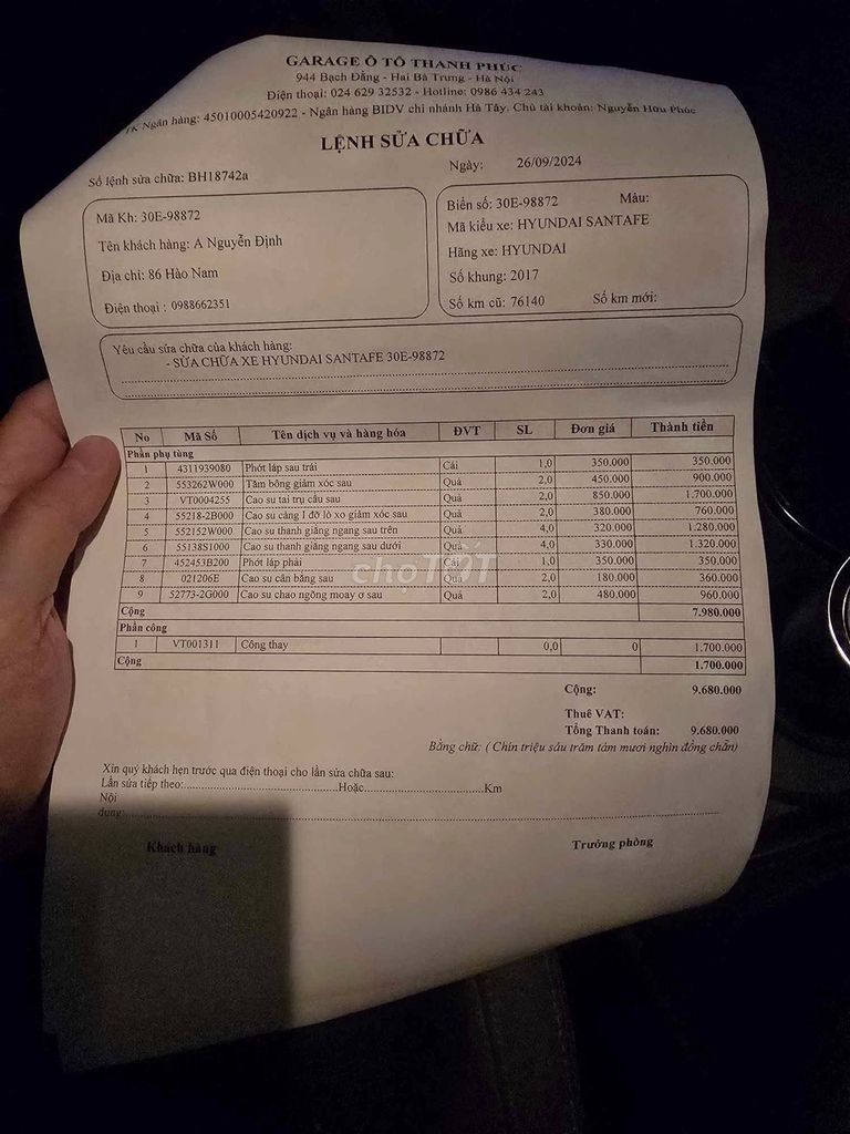 Hyundai Santa Fe 2017 2.4 AT 4 WD - 81000 km. Mua bán Ô tô tại Quận Đống Đa Hà Nội được đăng bởi Định hình 2