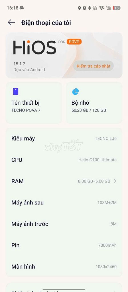 Tecno Pova 7 8GB/128GB Helio G100. Mua bán Điện thoại tại Thành phố Biên Hòa Đồng Nai được đăng bởi Mai Phúc Hảo hình 1
