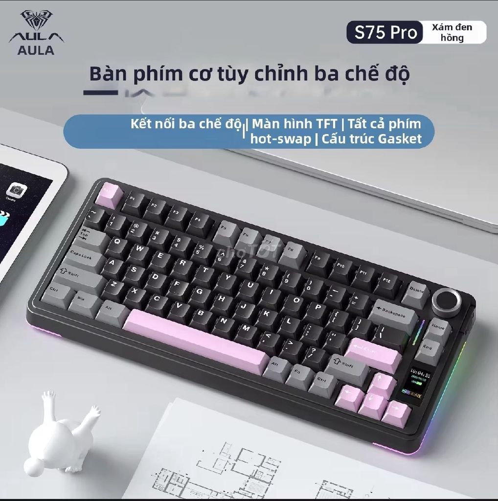 Bàn phím cơ AULA S75 Pro. Mua bán Phụ kiện (Màn hình, Chuột...) tại Huyện Long Hồ Vĩnh Long được đăng bởi Khải hình 1
