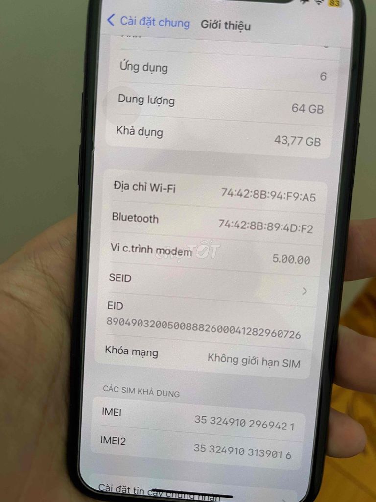 iPhone 11 Pro 64GB Xám ICCID. Mua bán Điện thoại tại Huyện Đông Anh Hà Nội được đăng bởi TranVanSon hình 1